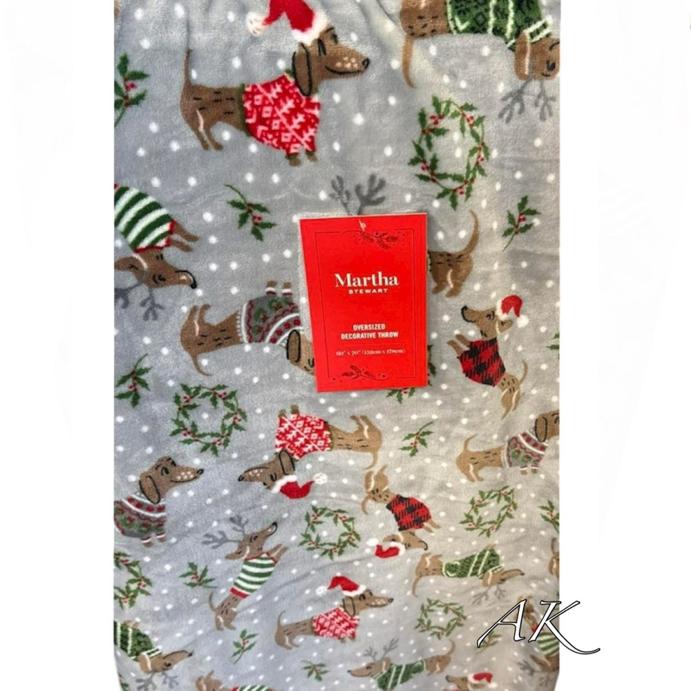 Martha Stewart Dachshund Holiday Blanket Throw Christmas 🐾 Doxie Wiener